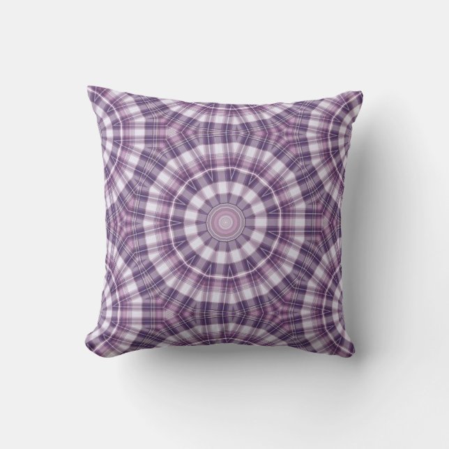 Oreiller à lancer Mandala géométrique violet 16 po (Recto)