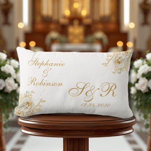 Oreiller à lancer Mariage de monogramme doré