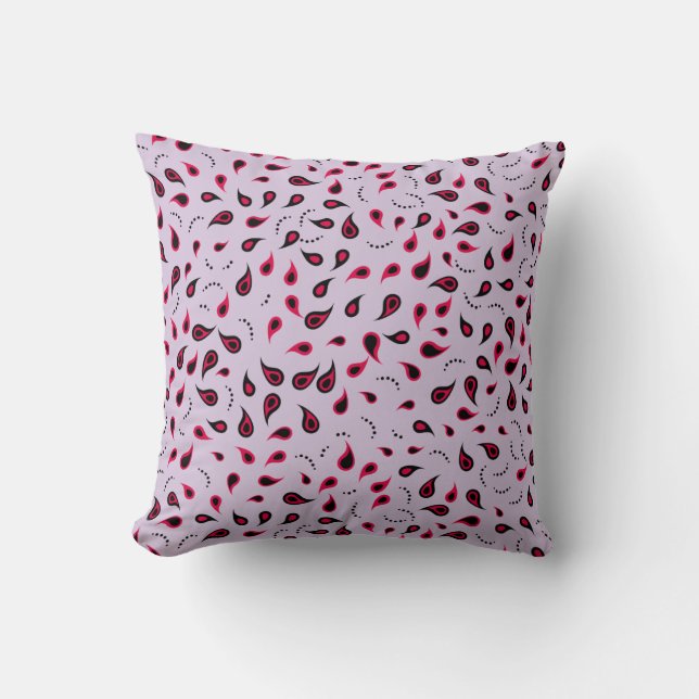 Oreiller à lancer moderne Paisley Red & Lilac (Recto)
