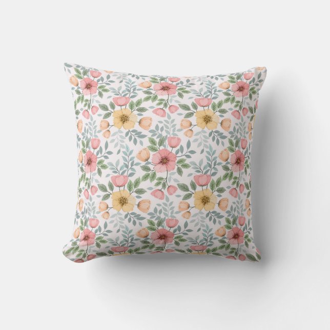 Oreiller à lancer Motif à fleurs de couleur douce (Recto)