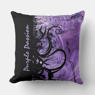 Oreiller à lancer Motif de goth noir et pourpre