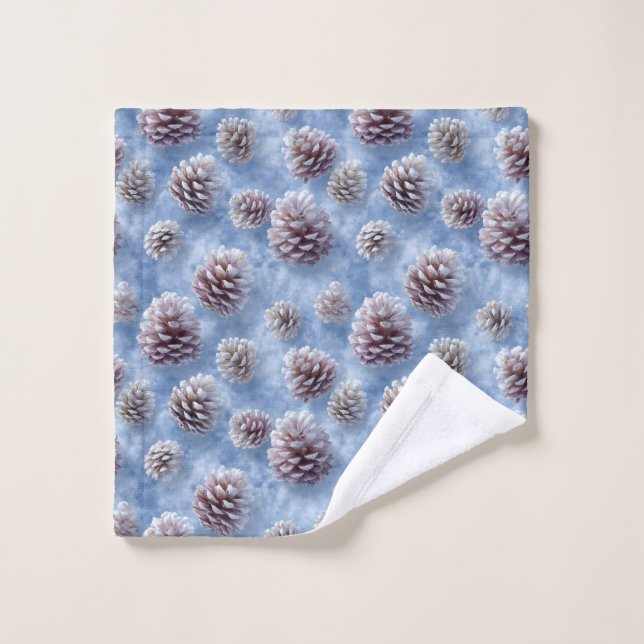 Oreiller à lancer Motif de Pinecones bleus congelé (Gant de toilette)