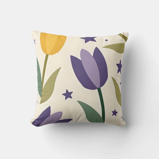 Oreiller à lancer Motif de tulipe lunaire (Recto)