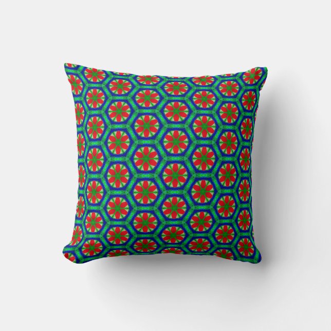 Oreiller à lancer Motif Green, Blue et Red Star (Recto)