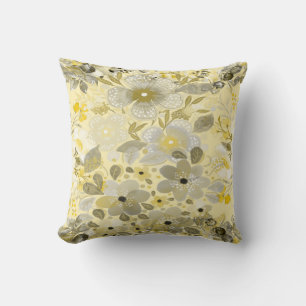 Oreiller à lancer motif jaune transparent à fleurs