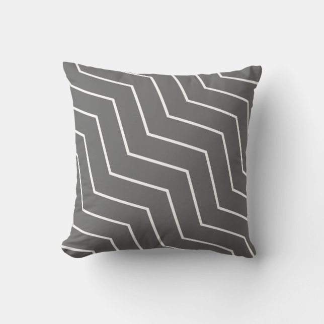 Oreiller à lancer Motif noir blanc Zigzag (Recto)