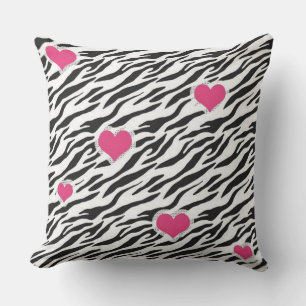 Oreiller à lancer Motif Zebra and Hearts