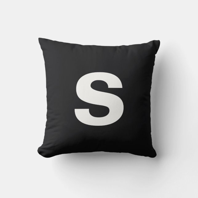 Oreiller à lancer noir à jet initial monogramme pe (Recto)