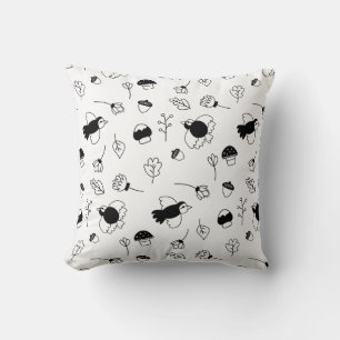Oreiller à lancer noir et blanc personnalisable