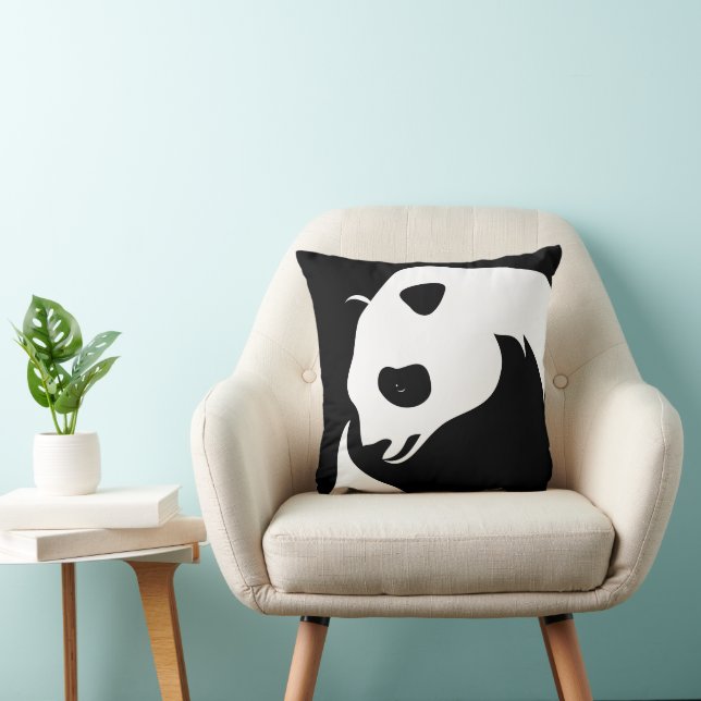 Oreiller à lancer noir Panda Art géant (Chaise)