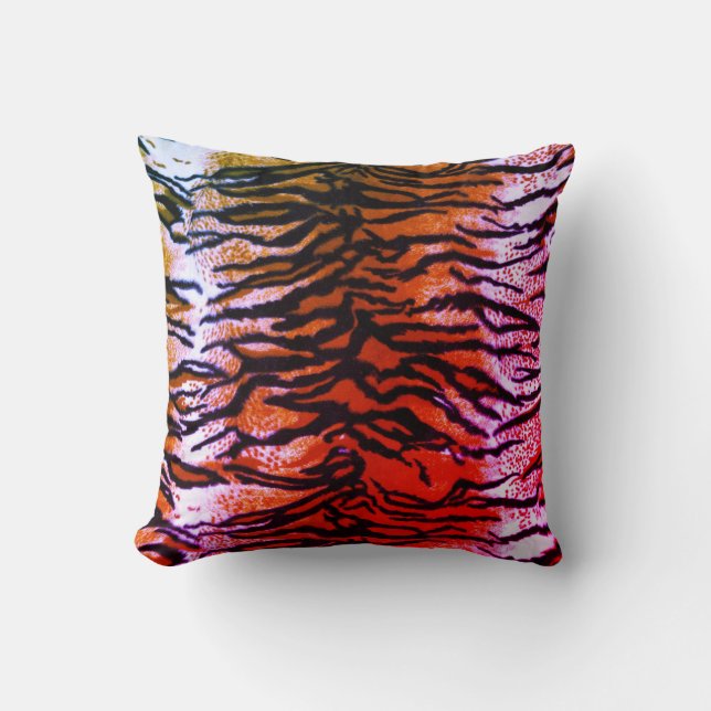 Oreiller à lancer orange et rose tigre (Recto)