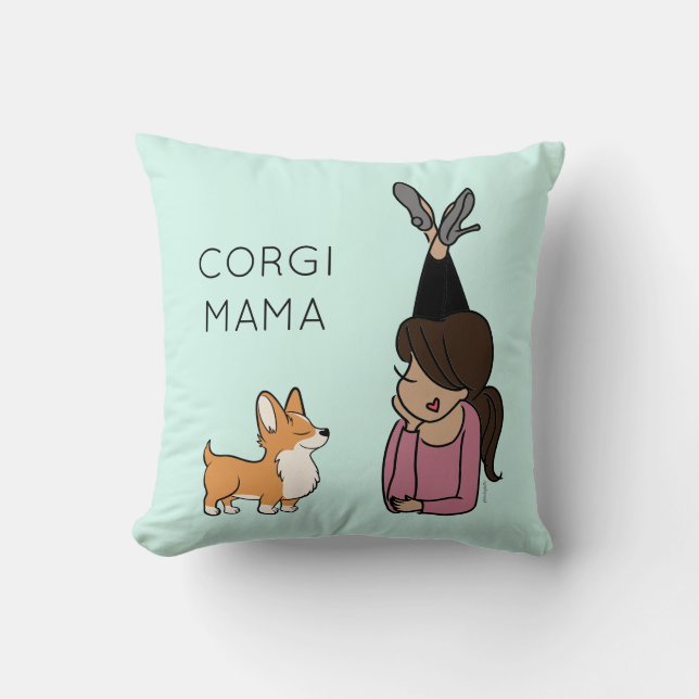 Oreiller à lancer personnalisé Corgi Mama (Recto)