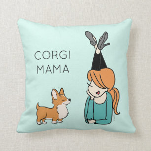 Oreiller à lancer personnalisé Corgi Mama