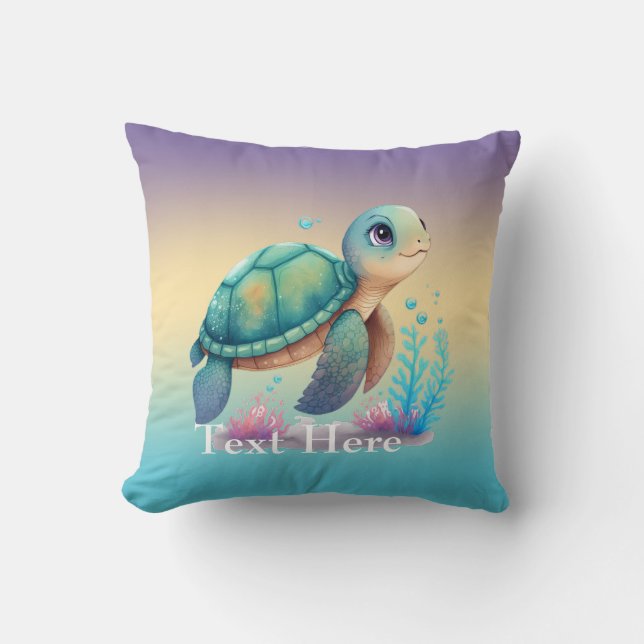 oreiller à lancer personnalisé de tortue de mer (Recto)