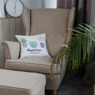 Oreiller à lancer personnalisé maman plante