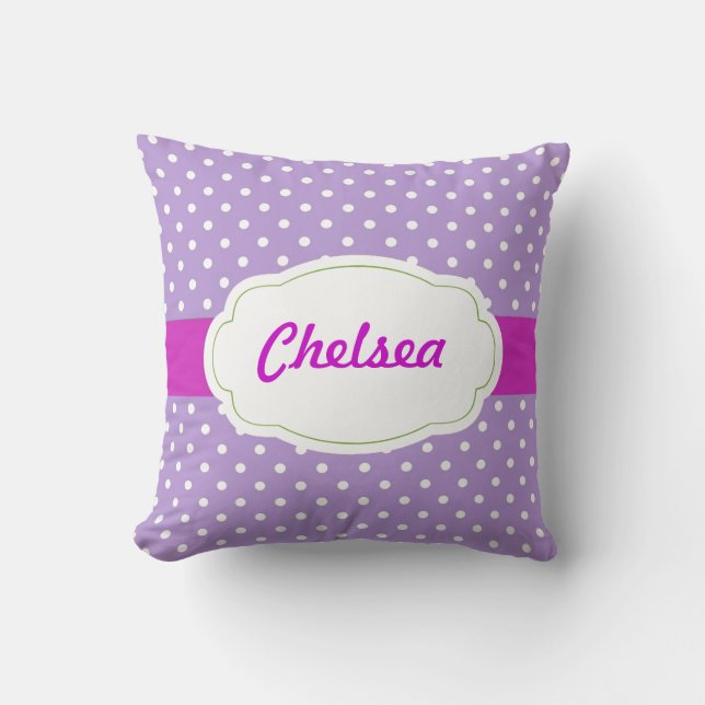 Oreiller à lancer personnalisé Pointe Polka (Recto)
