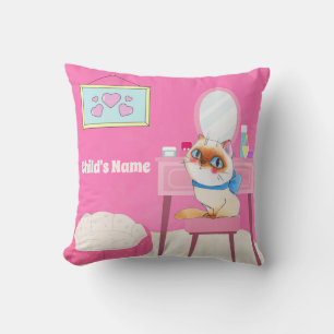 Oreiller à lancer personnalisé rose gâté Kitty