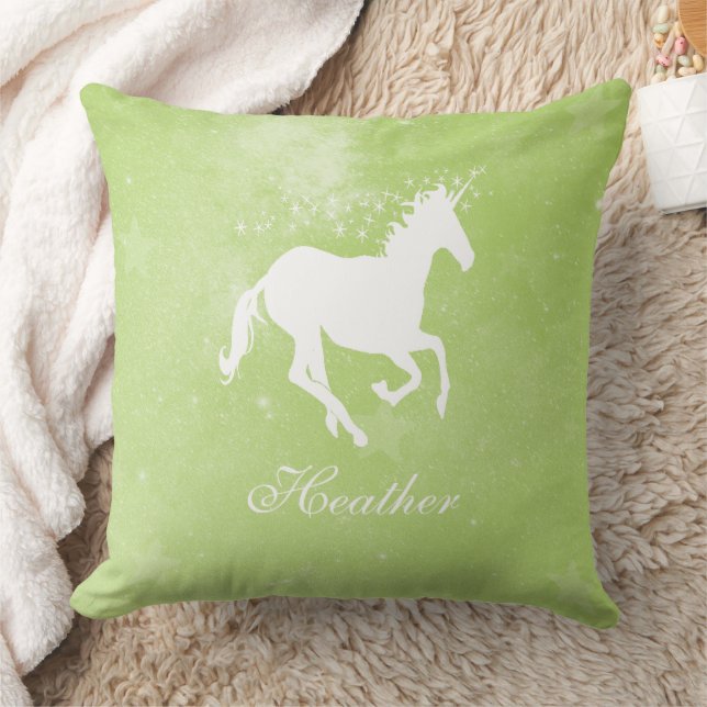 Oreiller à lancer personnalisé Unicorne vert (Couverture)