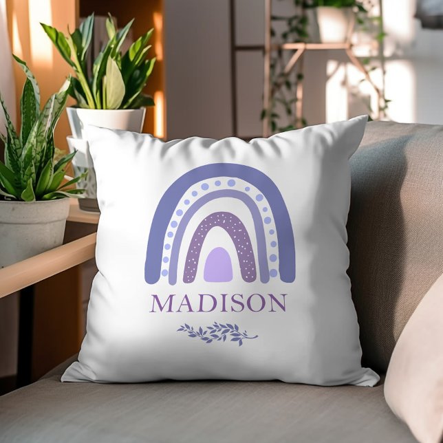 Oreiller à lancer personnalisé violet Boho arc-en- (Créateur téléchargé)