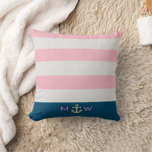 Oreiller à lancer Preppy Nautical Monogram