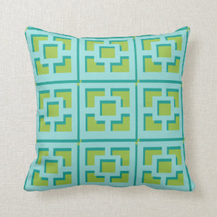 Oreiller à lancer Retro Turquoise et Green Trelli