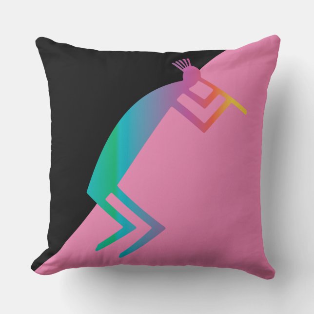 Oreiller à lancer rose Abstrait Kokopelli (Recto)