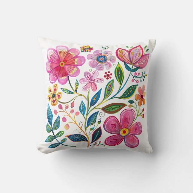 Oreiller à lancer rose chic Boho (Recto)