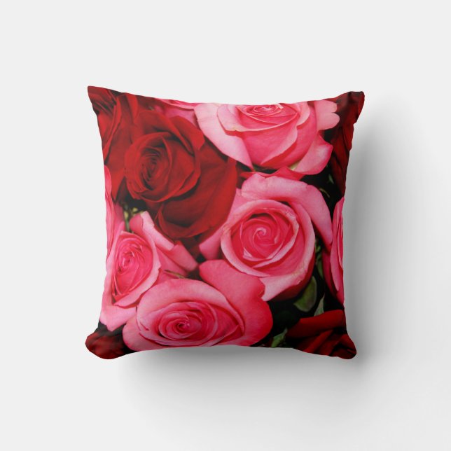Oreiller à lancer rose, rose et Carré rouge (Recto)