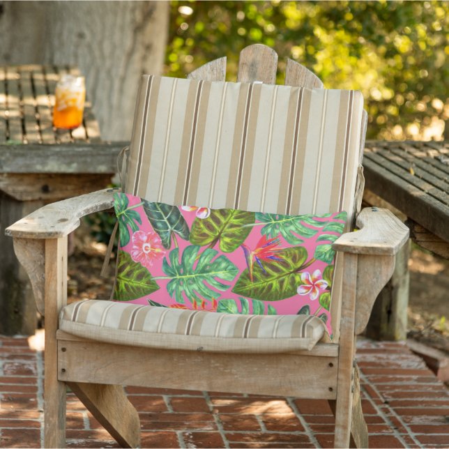 Oreiller à lancer rose Tropical (Chaise)