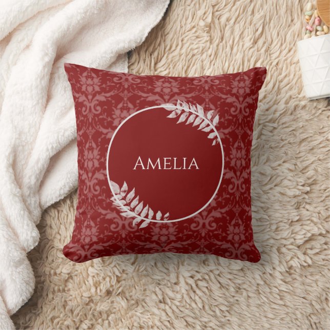 Oreiller à lancer rouge élégant Damask (Couverture)