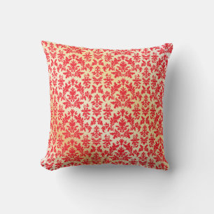 Oreiller à lancer rouge et or Damask
