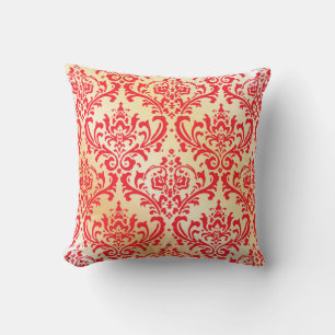 Oreiller à lancer rouge et or Damask