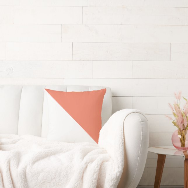 Oreiller à lancer Saumon diagonale à deux tons (Canapé)