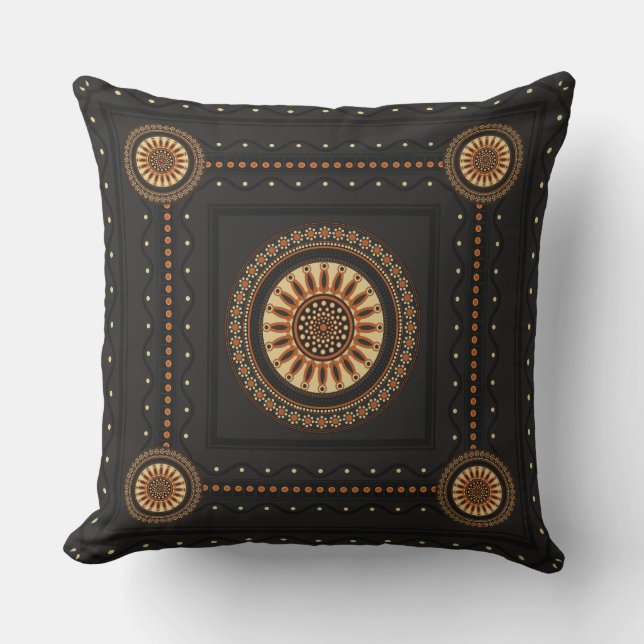 Oreiller à lancer solaire étrusque - Art Vintage (Recto)