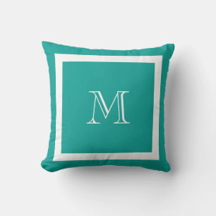 Oreiller à lancer Turquoise Classic Monogramme