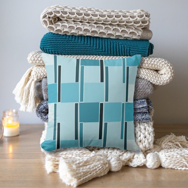 Oreiller à lancer Turquoise moderne Motif géométri (Créateur téléchargé)