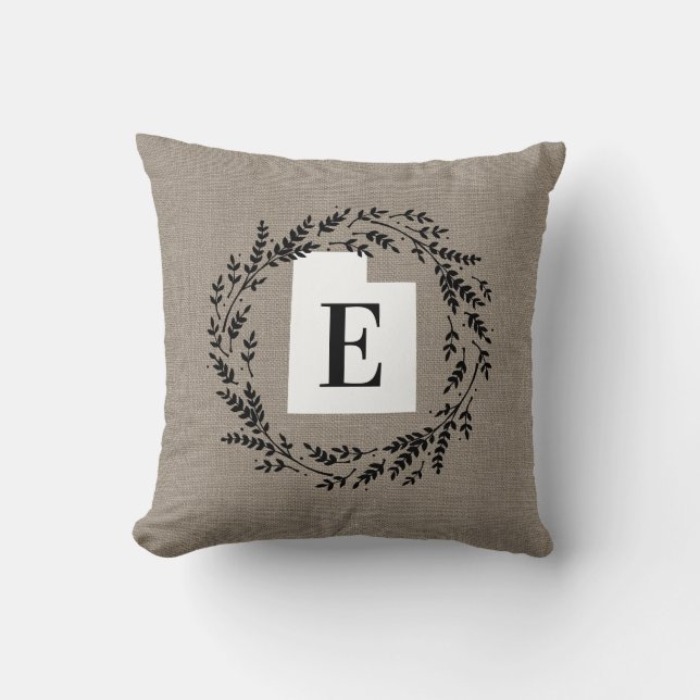 Oreiller à lancer Utah Rustic Wreath Monogram (Recto)