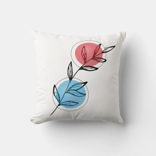 Oreiller à lancer végétal minimaliste - Feuilles n (Recto)