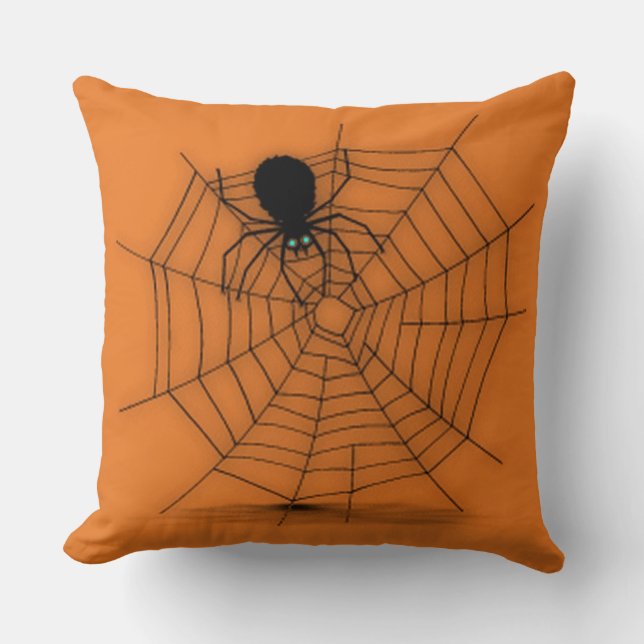 Oreiller à lancer Web Orange Halloween Spider (Recto)