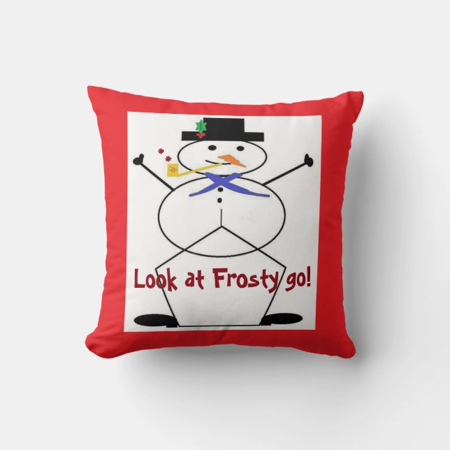 Oreiller à l'housse de polyester "Frosty the Snowm (Recto)