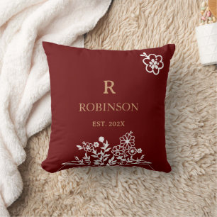 Oreiller à monogramme floral Décoration intérieu
