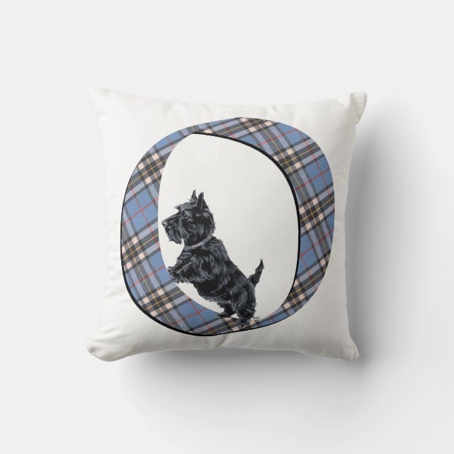 Oreiller à monogramme O Terrier Écossais (Recto)