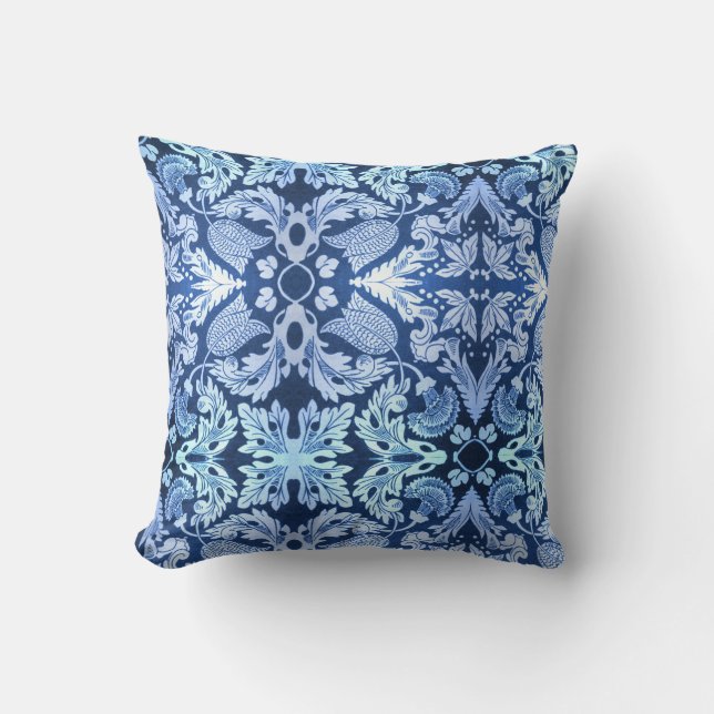 Oreiller à motif bleu victorien (Recto)