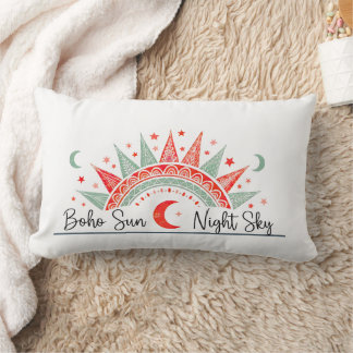 Oreiller à motif céleste Soleil bohème et ciel noc