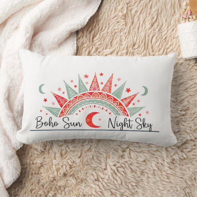 Oreiller à motif céleste Soleil bohème et ciel noc (Couverture)