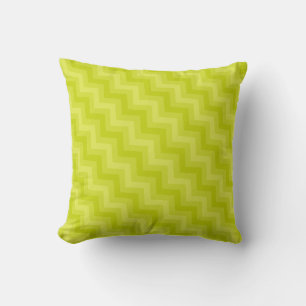 Oreiller à motif chevron zigzag vert citron