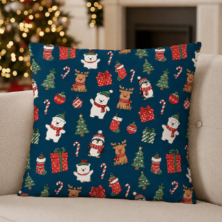 Oreiller à motif continu de Noël