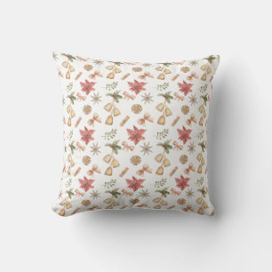Oreiller à motif de cloches et de rubans aquarelle