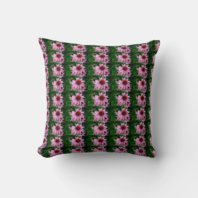 oreiller à motif de fleur d'échinacée rose (Recto)