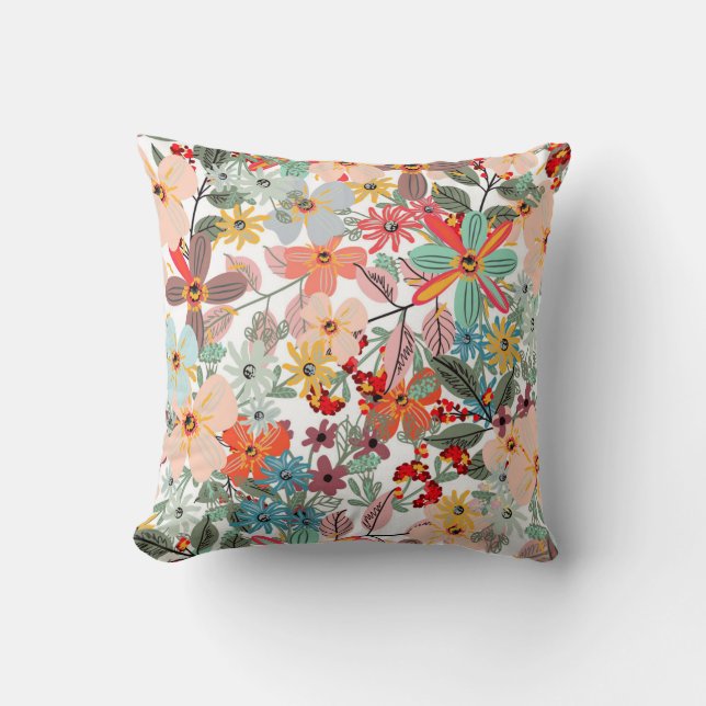 Oreiller à motif de jardin floral printanier paste (Recto)